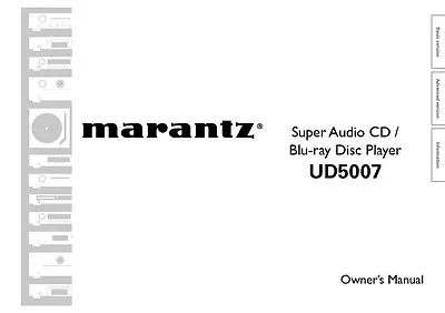 Marantz UD5007 Blu-Ray Player Owners Instruction Manual • $21.99