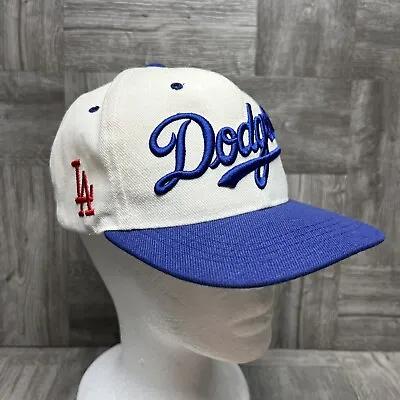 Vintage 90s Los Angeles Dodgers Snapback Logo Two Tone Drew Pearson Hat Script • $69.99
