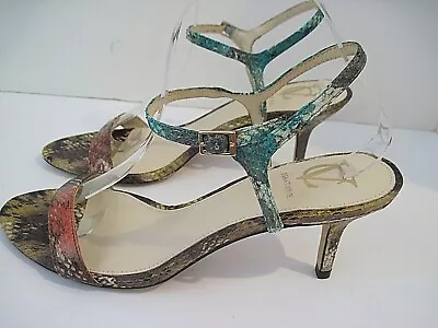 VC SIGNATURE By Vince Camuto Snakeskin Open Toe Ankle Strap Heels Size 10 M • $45.54