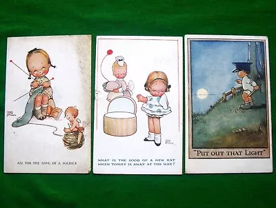 3 X WW1 Military Home Front Comic Artist Signed Postcards By Mabel Lucie Attwell • £0.99