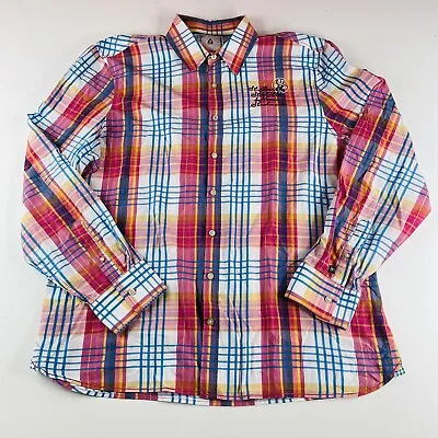 Gaastra Button Down Shirt L/S Pink Blue White Plaid Mens Size XXL • $17.95