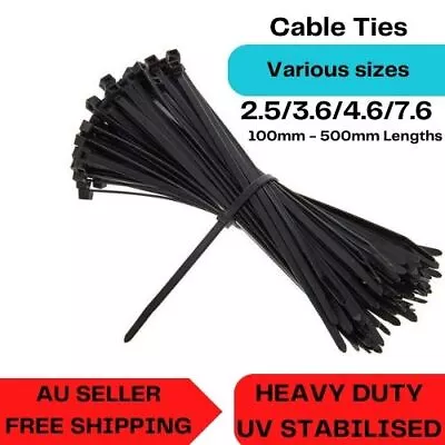 Cable Ties Zip Ties Nylon UV Stabilised 500/1000pc Bulk Black Cable Tie AU STOCK • $9