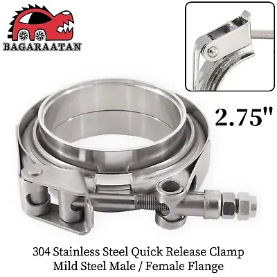 $27.99 • Buy 2.75'' 70mm Quick Release V-Band Clamp Male Female Flange For Turbo / Air Intake