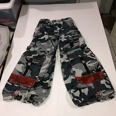 MACGEAR Rave Skate Cargo Pants 90’s Emo Goth RARE PVC Plastic Pockets Camo • $420