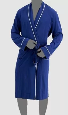 $50 Club Room Men's Blue White Contrast Pajama Robe Sleepwear One Size • $16.38