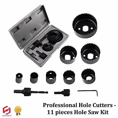 11PCS HOLE SAW CUTTER SET Round/Circular Drill Cutting Case Kit Metal/Alloy/Wood • £8.49