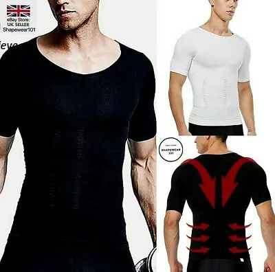 £14.99 • Buy Men Posture Corrector Lumbar Back Support Slimming T Shirt Vest Belly Shaper UK