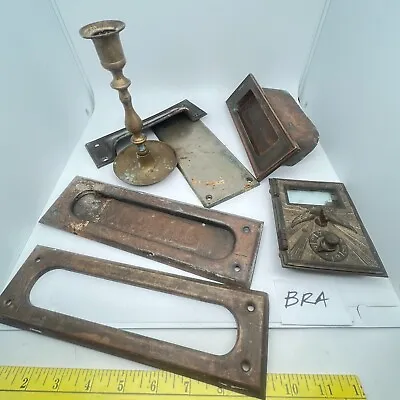 Vintage Brass Mail Box Slots Russwin And Brass Plates Lock Etc. - Nice • $40