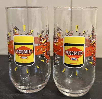 Kraft Vegemite  Promotional Glass Cups X2 • $22.27