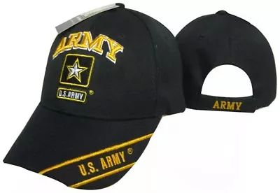 U.S. Army Emblem Black Star Gold Letters On Bill Embroidered Cap Hat (Licensed) • $10.88