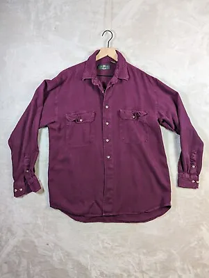 Vintage Orvis Button Shirt Mens XL Purple Maroon Silk Long Sleeve Hiking • $19.92