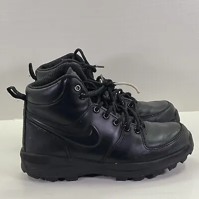 Nike Manoa Leather Boots Water Resistant Triple Black 454350-003 Men’s 5.5 Read • $24.95