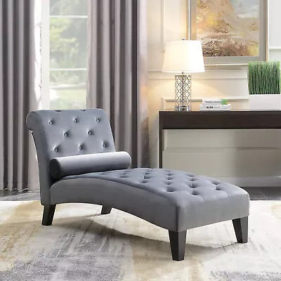 Living Room Button Tufted Leisure Furniture Chair Chaise Lounge Sofa Couch Gray • $189.95