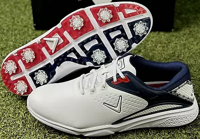 Callaway Coronado V3 Waterproof Golf Shoes White/Blue/Red 10.5 Medium New #92009 • $129.99