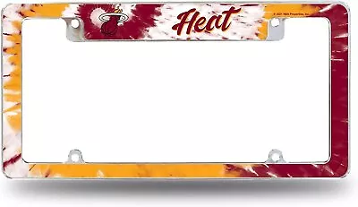 Miami Heat Metal License Plate Frame Chrome Tag Cover Tie Dye Design 6x12 Inch • $21.99