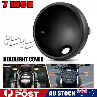 7  Inch Motorcycle Round Headlight Headlamp Housing Bucket Matte Black • $28.89