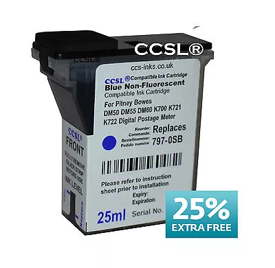 £23.50 • Buy 4 Pack Pitney Bowes Blue Compatible Ink DM50 DM55 DM60 K700 K721 K722 Franking 