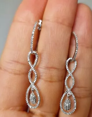 18ct Gold Diamond Huggie Hoop Drop Earrings 0.5ct Nice Design 18K 750 4g • £345