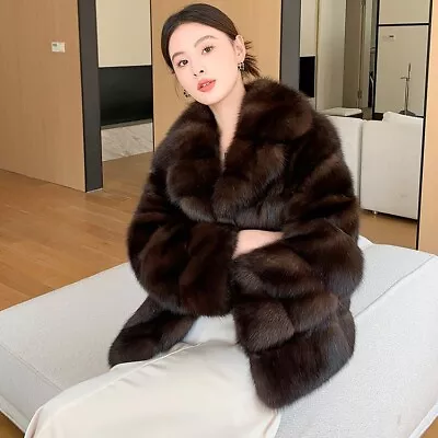 Winter ThickenWarm Trench Faux Mink Fur Parka Jackets Womens Coat Laple Collar • $84.68