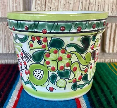 Lg Mexican Ceramic Flower Pot Planter Folk Art Pottery Handmade Talavera #3 • $22.95