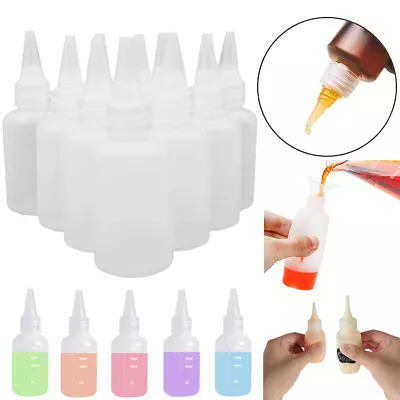 10 Pcs 30/60/100ml Empty Plastic Glue Bottles With Screw-On Lids Squeeze Bottle • £5.92