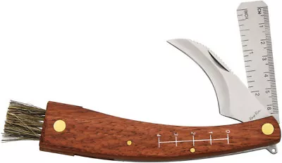 Rough Rider 5.37  Closed Folding Brown Handles Stainless Mushroom Knife • $12.10