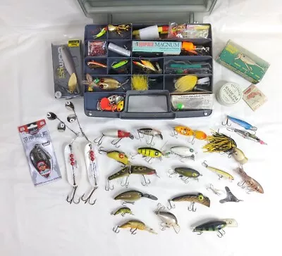 Vintage Fishing Lure Lot In Woodstream Tackle Box • $29