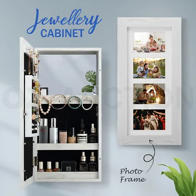 $69.95 • Buy Wall Hanging Jewellery Cabinet Organizer Earrings Necklace Holder Photo Frames