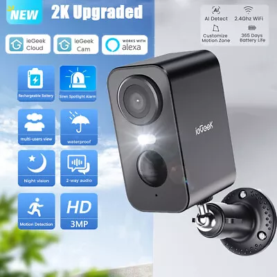 IeGeek Wireless Battery Powered WiFi Security Camera Rechargeable CCTV Outdoor • £37.99