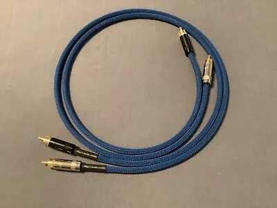 One Pair Of Mogami 2552 Rca Interconnects Made With Rean Enda Blue Cable Sleevin • $24