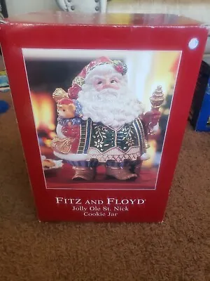 Fitz And Floyd Jolly Ole St. Nick  Christmas COOKIE JAR  IN ORG BOX 13”tall Mint • $90.30