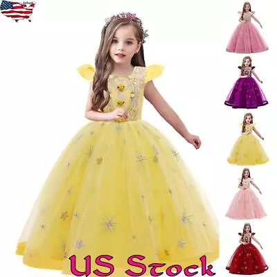 Baby Kid Girl Bridesmaid Dress Wedding Party Lace Flower Princess Tutu Ball Gown • £19.99