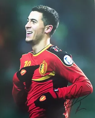 Eden Hazard Signed 10x8 Belgium Photo F UACC Registered Dealer AFTAL RACC COA • £49.99