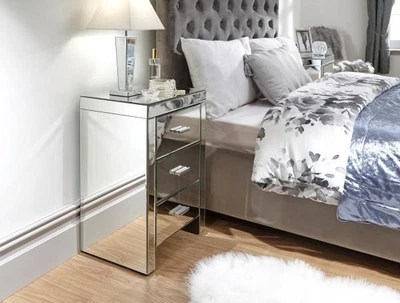 £184.99 • Buy Venetian Mirrored Glass Bedroom Furniture 3 Drawer Bedside Cabinet Night Stand