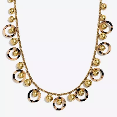 J J. CREW Tortoise Orbit Round Statement Necklace Blonde Tort NWT • $24.95