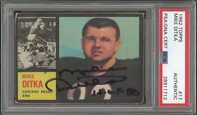 Mike Ditka Signed 1962 Topps #17 PSA/DNA Rookie Autographed Card HOF RC AUTO • $349.99