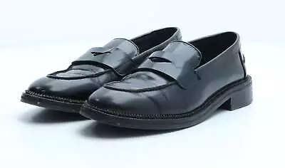 Marks And Spencer Womens Black Leather Loafer Casual UK 5.5 EU • £11.50