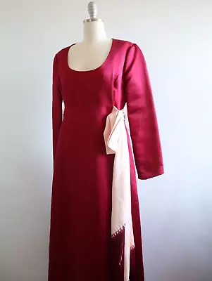 VTG Elinor Simmons For Malcolm Starr Red Pink Sash Dress Gown • $145