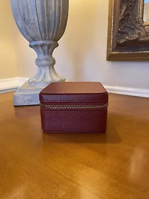 Pottery Barn Quinn Leather Petite Travel Box Shadow Printed Red NWOB NWOT • $25.19