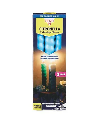 NEW & Boxed Blue Citronella Garden Flares (3 Pack) Bug & Pest Protection • £7.50