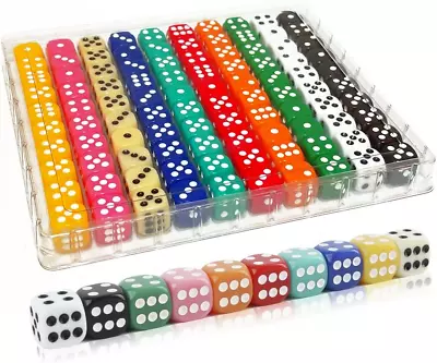 100 Piece Dice Set 6 Sided Standard Colored Dices Board Game Math Bulk Dice 16MM • $13.89