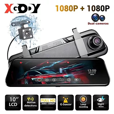 $81 • Buy XGODY 10  Car Dash Cam Dual 1080P Lens Front And Rear Camera Rearview Recorder