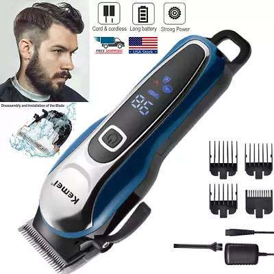 Kemei Electric Hair Clippers Trimmer For Men Beard Cordless Trimmer Machine Kit • $22.49