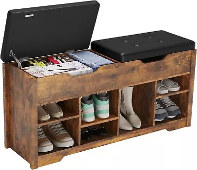 Shoe Bench Storage Rack Organizer With Removable Cushion Entryway 2 Lift Top Box • $83.99