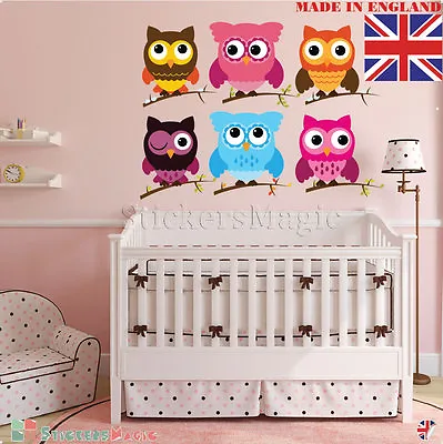 £44.99 • Buy OWL Wall Stickers UK For Kids Baby Nursery Childrens Bedroom Art Vinyl Decor