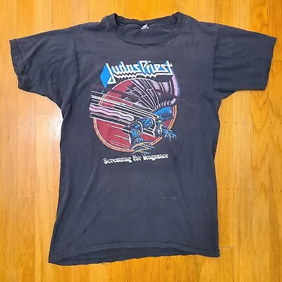 Vintage 1980s Judas Priest  Screaming For Vengeance  Band Black T-Shirt • $145