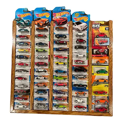 Oak Hot Wheels Matchbox Display Rack Frame Holds 55 Carded Cars Not Included • $29.95