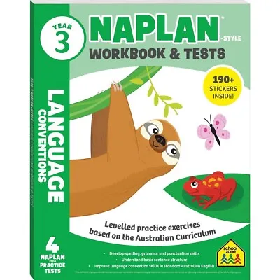 Year 3 NAPLAN-Style LANGUAGE CONVENTIONS Workbook & Tests + FREE POSTAGE NEW • $15.95