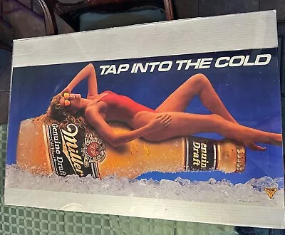 Vintage Miller Genuine Draft Gold Beer Poster 36X18 Bikini Woman Miller Lite • $12.99