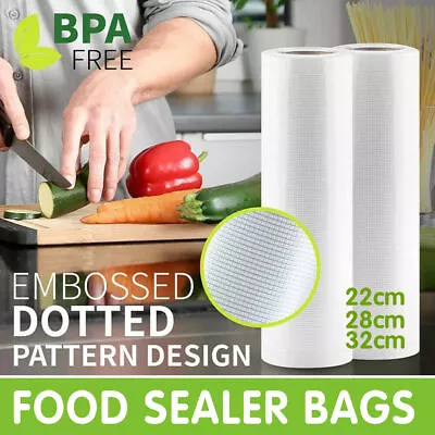 1-10x Vacuum Food Sealer Seal Bags Rolls Saver Storage Commercial Heat Grade AU • $13.73
